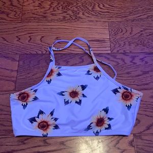 Sunflower print bathing suit top